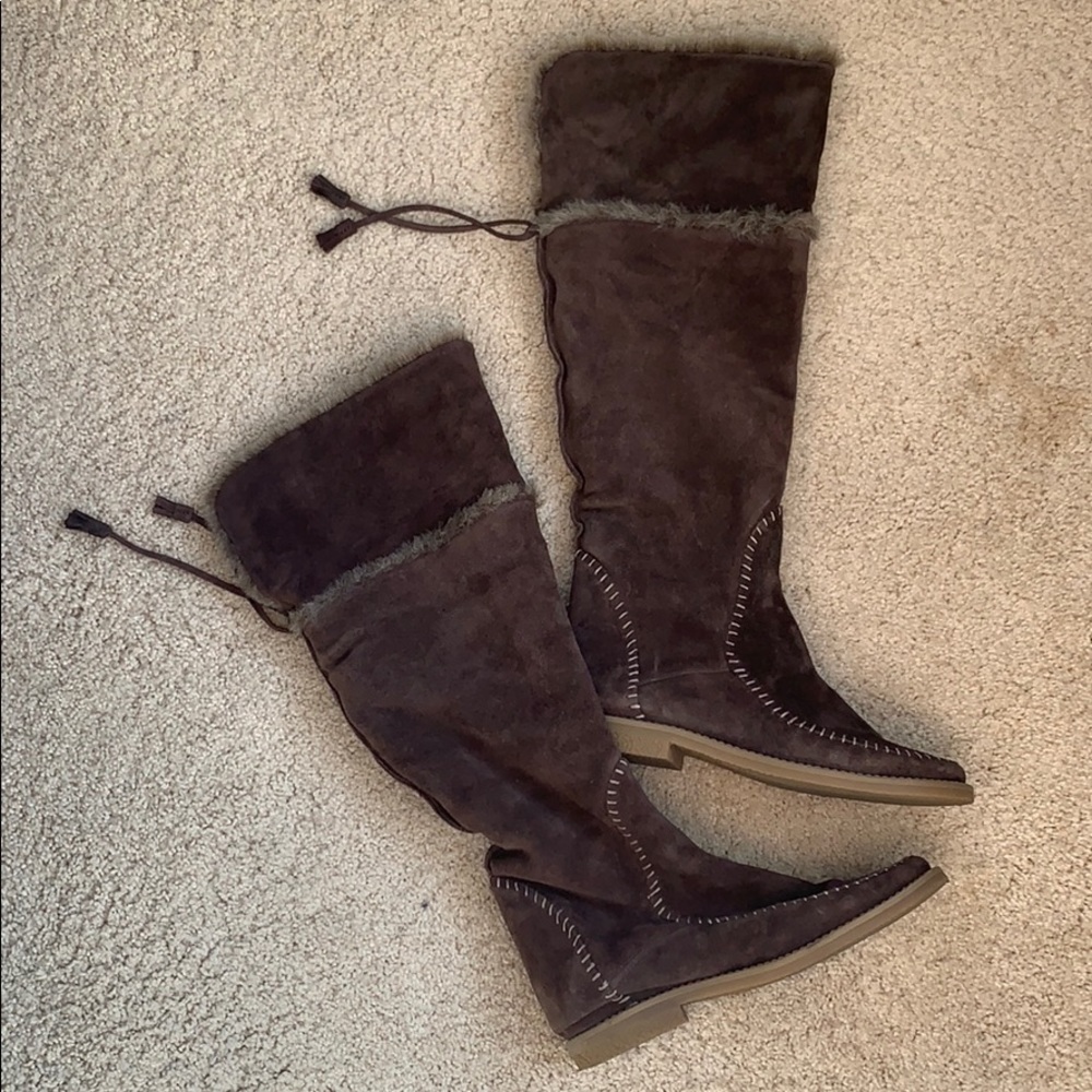 Jack Rogers Suede Tall Boots with fur lining